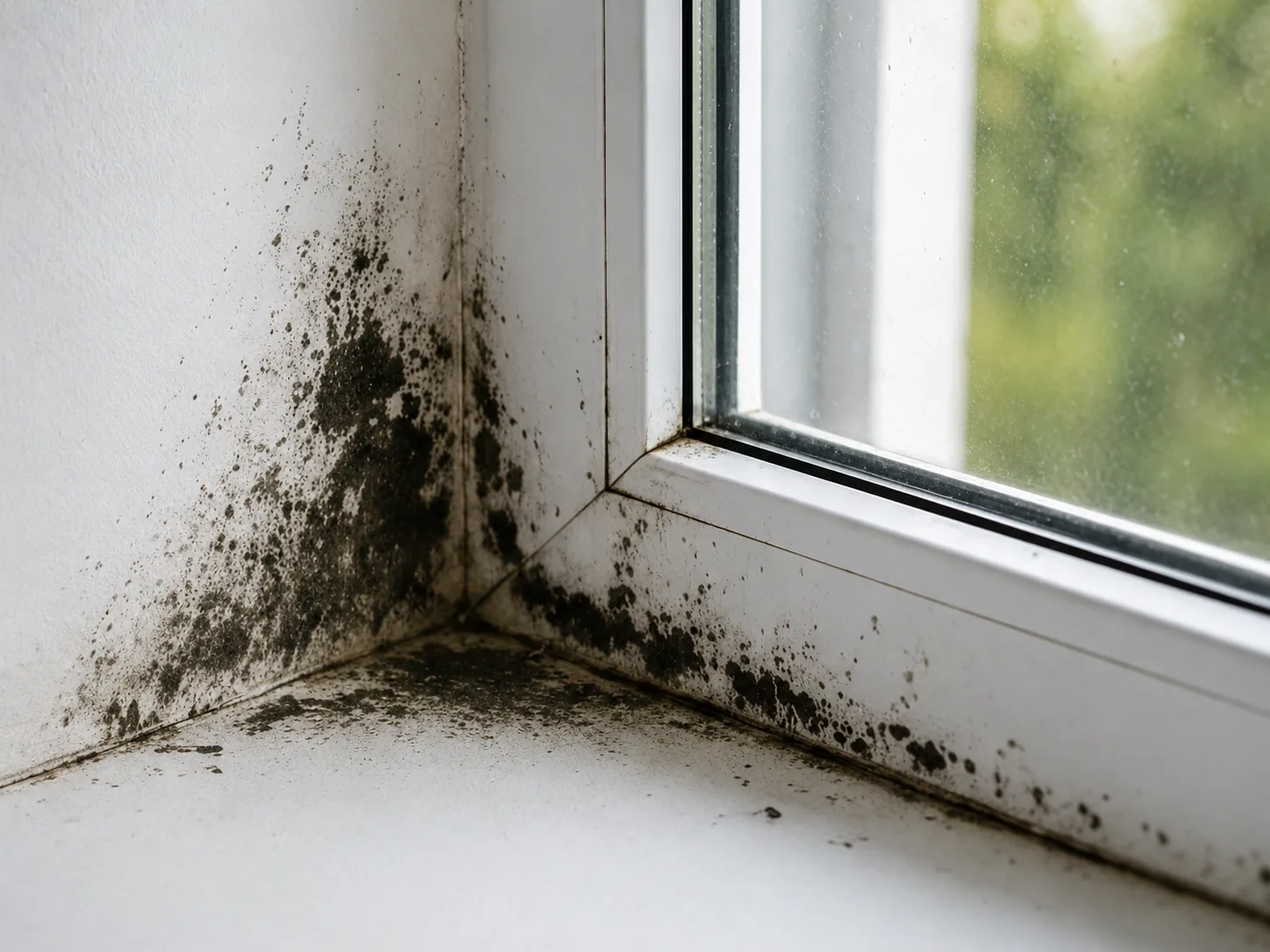 Mold growth near a window sill